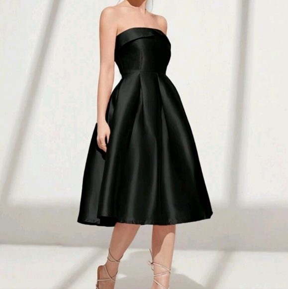 Solid Tube Formal Dress Elegant Prom Semi Formal Wedding Guest Dress - Picture 4 of 4